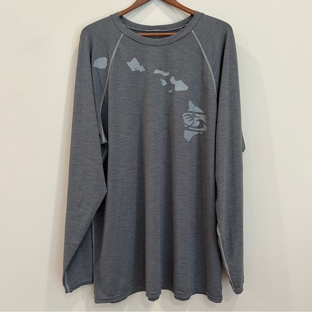 Honolua Mens Long Sleeve Rashguard Surf Shirt 3XL Gray Hawaii UPF 30+ Loose Fit - Picture 1 of 7